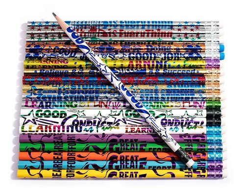 TCDesignerProducts Anderson's Motivational Pencil Tub, Fun & Colorful Pencils, Perfect for School Supplies, Classroom Rewards, Creative Writing, Party Favors, and Motivational Gifts, Set of 144
