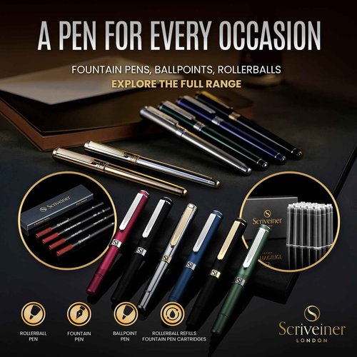 Scriveiner Bronze Rollerball Pen - Stunning Luxury Pen, Schmidt Ink Refill, Best Roller Ball Gift Set for Men & Women, Professional, Executive Office, Nice Pens