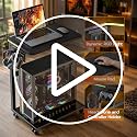 ARES WING RGB Adjustable CPU Tower Stand with Locking Casters and USB Charging