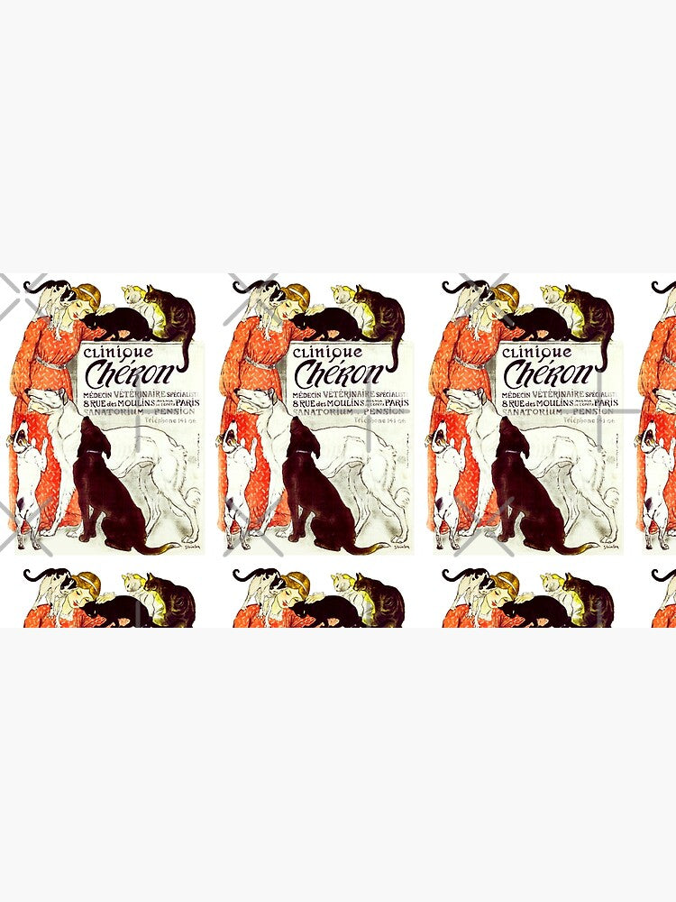 Vintage French Advertising Mouse Pad | Clinique Cheron Dog & Cat Design
