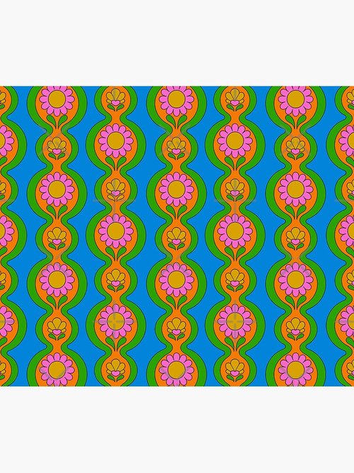 Blue Flower Chain Pattern Mouse Pad | Stylish & Durable Design