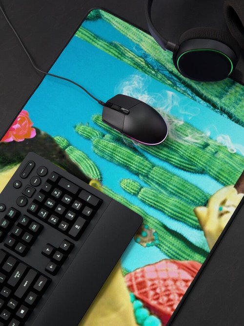 Frida Kahlo Mouse Pad | Cigar & Cactus Design | Artistic Desk Accessory