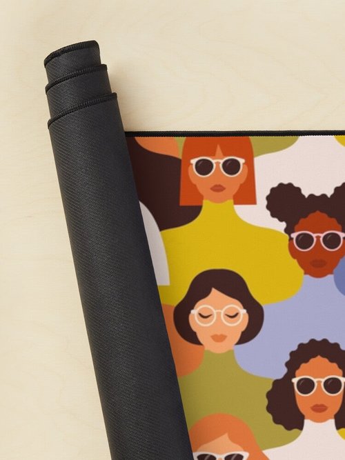 70s Style Mouse Pad | Diverse Female Faces Pattern | Unique Design
