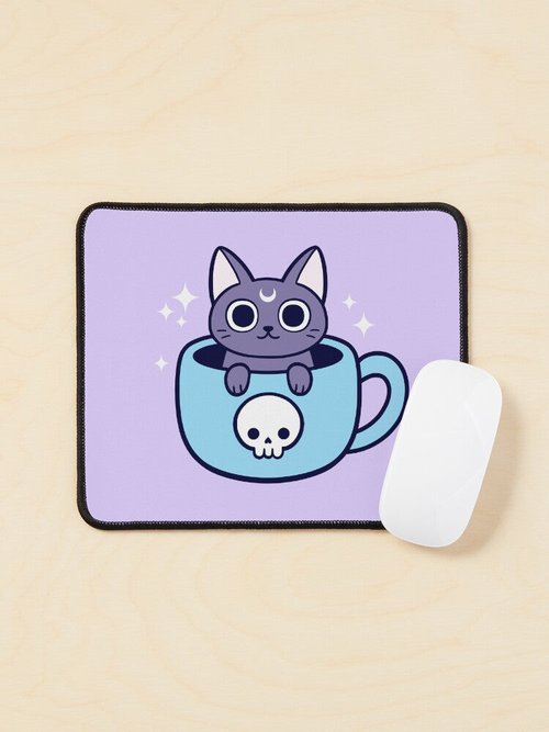 Black Magic Cat Tea & Coffee Mouse Pad | Nikury Design, Durable & Stylish
