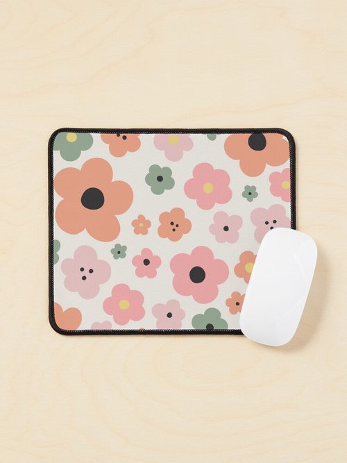 Seoul Flower Market Mouse Pad | Danish Pastel Retro Design | Travel Accessory