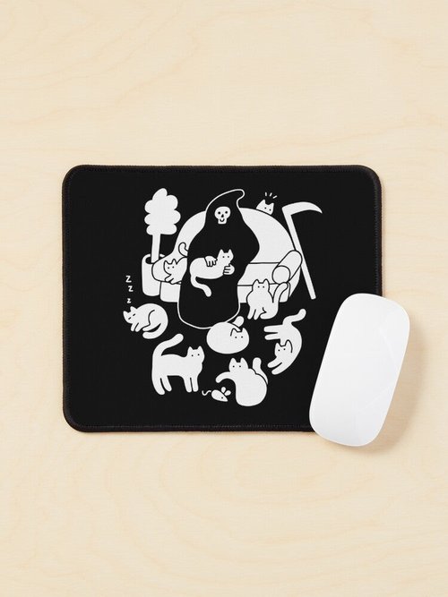 Death And His Cats | Unique Mouse Pad | Perfect Gift For Cat Lovers