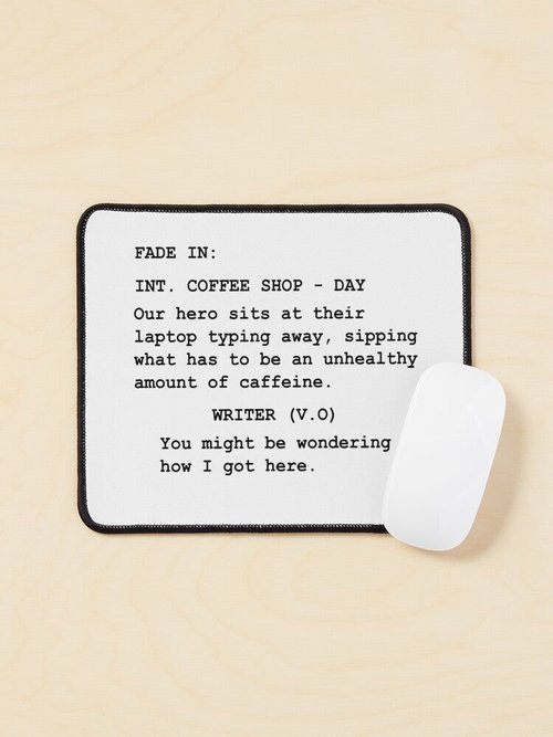 Funny Coffee Shop Scene Mouse Pad | Gift for Screenwriters | Unique Design