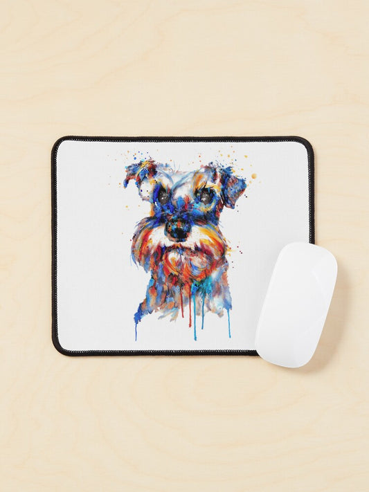 Watercolor Schnauzer Face Mouse Pad | Cute Dog Design for Home Office