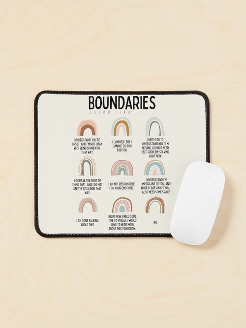 Boundaries Mental Health Reminder Mouse Pad | Ideal for Counselors