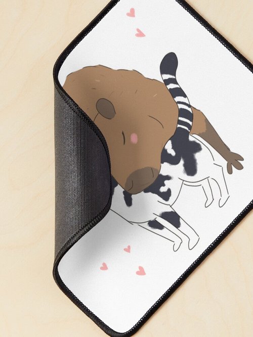 Cute Capybara & Cat Friends Mouse Pad | Adorable Cartoon Design