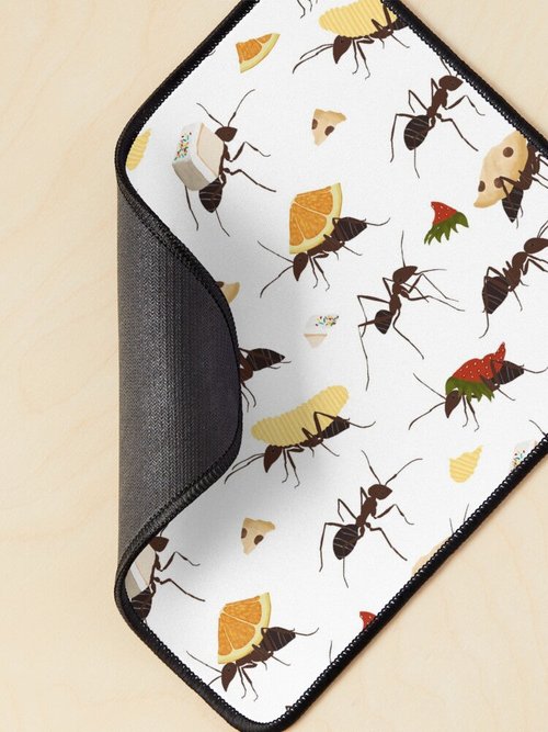 Ants Carrying Snacks Mouse Pad | Fun Design | Durable & Easy to Clean