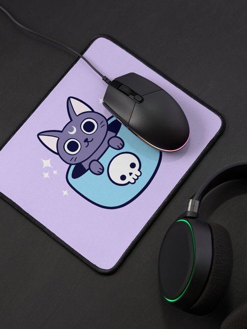 Black Magic Cat Tea & Coffee Mouse Pad | Nikury Design, Durable & Stylish