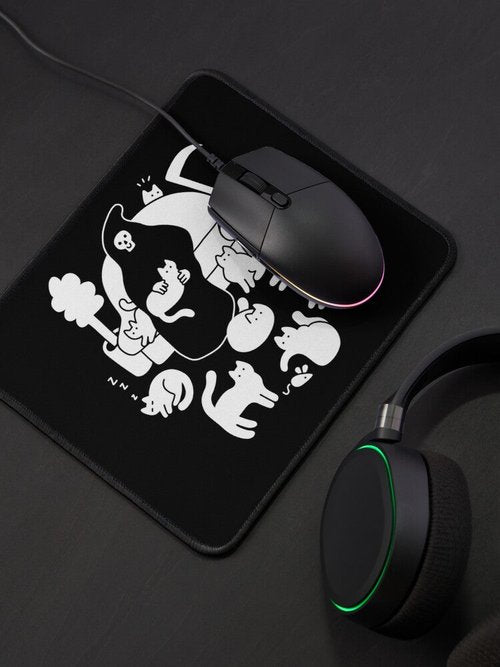 Death And His Cats | Unique Mouse Pad | Perfect Gift For Cat Lovers