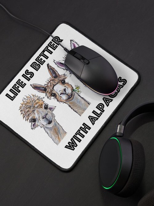 Alpaca Art | Life Is Better With Alpacas | Eco-Friendly Mouse Pad & Shirts