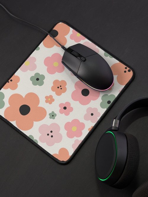 Seoul Flower Market Mouse Pad | Danish Pastel Retro Design | Travel Accessory
