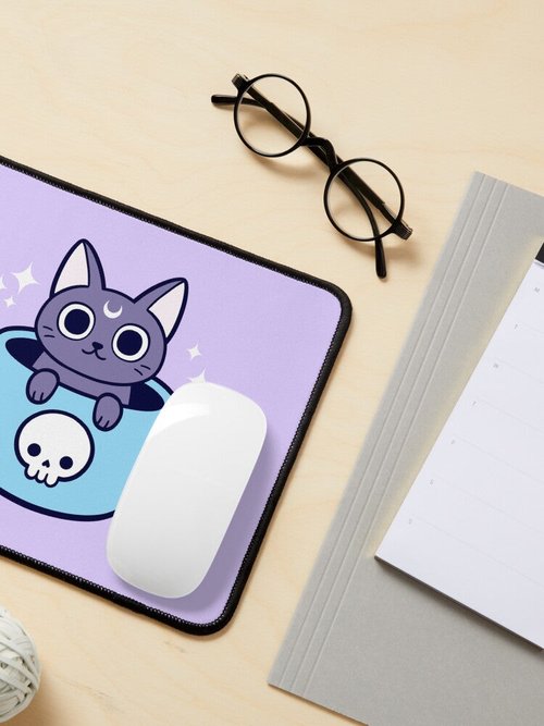 Black Magic Cat Tea & Coffee Mouse Pad | Nikury Design, Durable & Stylish