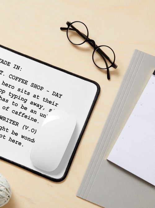 Funny Coffee Shop Scene Mouse Pad | Gift for Screenwriters | Unique Design
