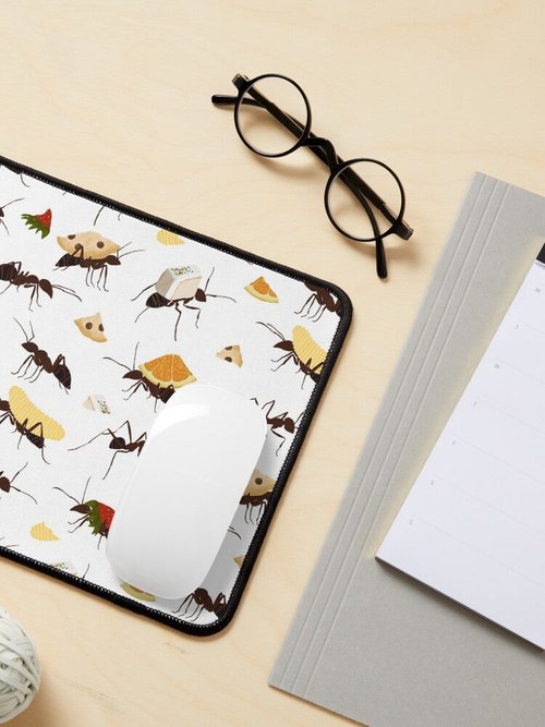Ants Carrying Snacks Mouse Pad | Fun Design | Durable & Easy to Clean