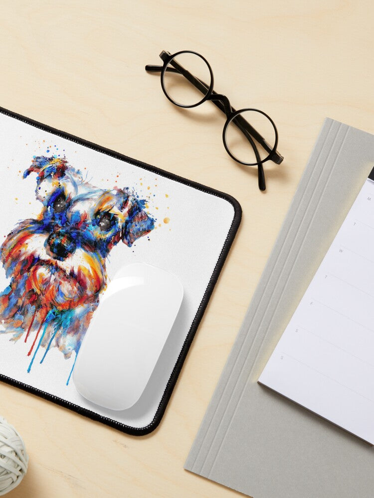 Watercolor Schnauzer Face Mouse Pad | Cute Dog Design for Home Office