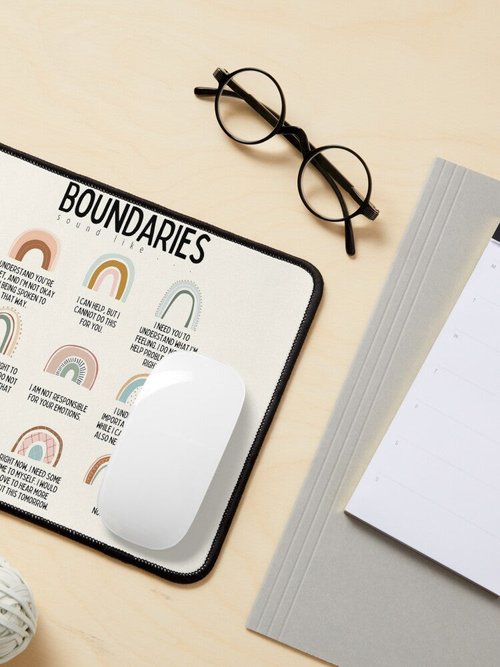 Boundaries Mental Health Reminder Mouse Pad | Ideal for Counselors