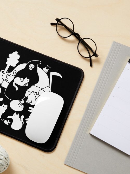 Death And His Cats | Unique Mouse Pad | Perfect Gift For Cat Lovers